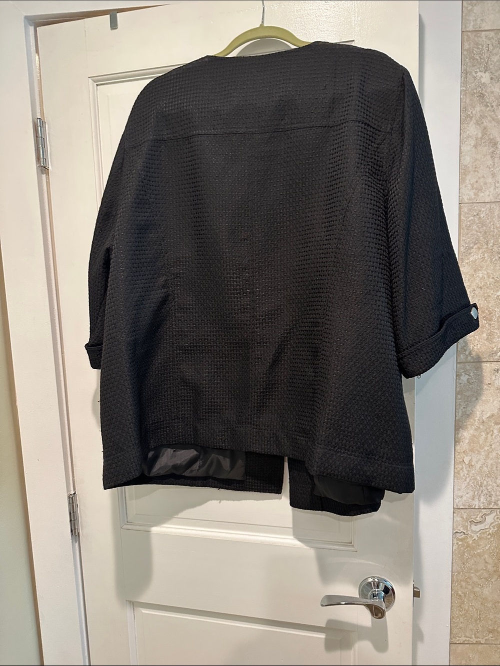Maggie Barnes Black Textured Boxy Blazer with metal Buttons - Picture 9 of 10